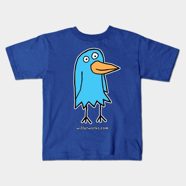 Blue Bird Kids T-Shirt by witterworks